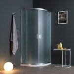 Iperbriko - cabine de douche semi - circulaire 90x90 cm en verre satin