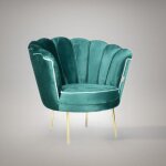 Iperbriko - fauteuil orel en velours vert fonc� avec pieds dor�s h76xl70xp70