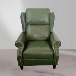 Iperbriko - fauteuil wing avec repose - pieds, 6 points de massage en simili cuir couleur verte h106xl91xp86. ...