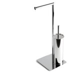 Porte - papier toilette et balai en acier chrom.