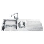 �vier en inox 100x50 cm avec �gouttoir � droite.
