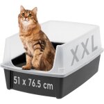 Iris ohyama, bac litire pour chat xxl, maison de toilette, noir, clh - xl