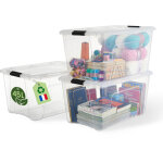 Iris ohyama, boite de rangement maison plastique recycl�, 45l, lot de 3, transparent, bsb - 45