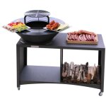 Island brasero lot avec plaque et grille amovible en acier barbecue plancha extrieur  100 cm
