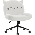 Iwmh chaise de bureau sans accoudoir avec roulettes, chaise d'ordinateur ergonomique  jambes croises, ...