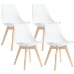Iztoss - lot de 4 chaises - blanc - chaise scandinave - pieds en bois (4 chaises dans un colis)