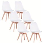 Iztoss - lot de 6 chaises - blanc - chaise scandinave - pieds en bois (6 chaises dans un colis)
