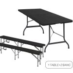 Table pliante et 2 banc pliantes - table de jardin 180 rectangulaire 8 personnes - ensemble table et ...