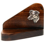 Jack russell terrier - bougeoir en bois avec chien, photophore, m�morial pour chien par art - dog