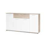 Sans marque - jacky buffet bas classique blanc et d�cor chene mat - l 160 cm
