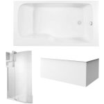Jacob delafon - pack baignoire bain douche 170 x 90 malice version droite + tablier en angle + pare bain ...