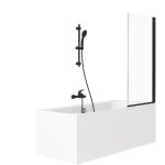 Jacob delafon - pack baignoire droite 170 x 75 elise + pack pommeau et mitigeur bain douche noir mat ...