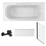 Jacob delafon - pack baignoire droite 170 x 75 elise + tablier niche + mitigeur bain aim noir + pare ...