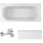Jacob delafon - pack baignoire droite 170 x 75 elise + tablier en niche + mitigeur bain douche mural ...