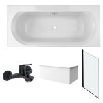 Jacob delafon - pack baignoire droite 180 x 80 elise + tablier angle + mitigeur bain aimé noir + pare ... Jacob delafon - pack baignoire droite 180 x 80 elise + tablier angle + mitigeur bain aimé noir + pare ...