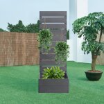 Jardinire avec brise - vue heerde bois composite 150 x 56 x 38 cm gris [en. casa]