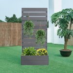 [en. casa] - jardinire avec brise - vue heerde bois composite 150 x 72 x 38 cm gris