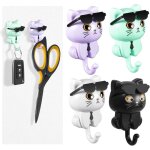 Jalleria - lot de 4 crochets � cl�s autocollants en forme de chat - porte - cl� mural cr�atif sans per�age ...