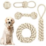 Jalleria - lot de 5 jouets � m�cher en corde tress�e pour chien, en coton et chanvre, jouets interactifs ...