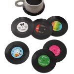Jalleria - lot de 6 sous - verres, disque en vinyle (lp), style rtro, antidrapants, pour la tasse, ...