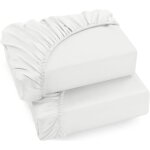 Jalleria - bedding lot de 2 drap housse - blanc, 150 x 200 cm - bonnets 35 cm pour matelas �pais - microfibre ...