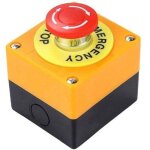 Bouton - poussoir d'arr�t d'urgence � champignon rouge, avec 1 contact normalement ouvert (no) et 1 contact ...