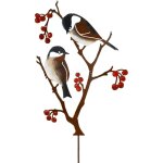 Jalleria - d�coration de jardin en m�tal pour oiseaux, m�sanges et baies, oiseaux peint, statue de jardin ...