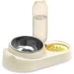 Gamelle pour chat en acier inoxydable, gamelle d'eau par gravit pour chat avec bouteille distributeur ...
