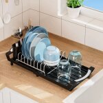 Jalleria - gouttoir à vaisselle compact et extensible avec égouttoir à couverts et bac d'égouttage en ... Jalleria - gouttoir à vaisselle compact et extensible avec égouttoir à couverts et bac d'égouttage en ...