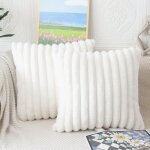 Jalleria - housse de coussin blanc cr�me, 40 x 40 cm, lot de 2, housses de coussin d�coratives en peluche ...