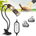Jalleria - lampe chauffante tortue, lampe chauffante terrarium, avec 2 ampoules e27 50w uva / uvb, pince ...