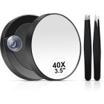 Jalleria - miroir grossissant 40x, petit miroir grossissant avec ventouse et pince � �piler, miroir grossissan ...