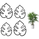 Jalleria - monstera lot de 4 tuteurs de plantes grimpantes en forme de feuille monstera - accessoire ...
