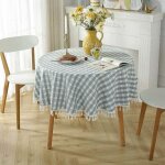 Jalleria - nappe ronde en coton et lin nappe à franges anti - taches protège - table lavable 140x140cm ... Jalleria - nappe ronde en coton et lin nappe à franges anti - taches protège - table lavable 140x140cm ...
