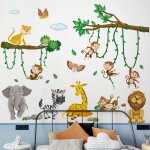 Jalleria - stickers muraux pour enfants animaux forêt branches stickers muraux tigre cerf éléphant feuilles ... Jalleria - stickers muraux pour enfants animaux forêt branches stickers muraux tigre cerf éléphant feuilles ...