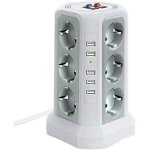 Jalleria - tour multiprise parafoudre et surtension, multiprise electrique avec 5 ports usb et 12 prises, ...