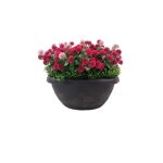 James grass - jardinire artificielle de fleurs roses avec son pot rond