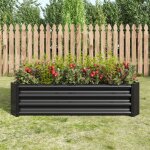 Bac de jardin surlev en acier 122 x 61 x 30 cm, jardinire en mtal robuste sans fond, anti - rouille, ...