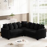 Janzdiys - canapé d'angle modulable 5 places en forme de l, sofa convertible avec coussins de dossier, ... Janzdiys - canapé d'angle modulable 5 places en forme de l, sofa convertible avec coussins de dossier, ...