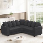 Janzdiys - canapé d'angle modulable 5 places en forme de l, sofa convertible avec coussins de dossier, ... Janzdiys - canapé d'angle modulable 5 places en forme de l, sofa convertible avec coussins de dossier, ...