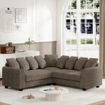 Janzdiys - canapé d'angle modulable 5 places en forme de l, sofa convertible avec coussins de dossier, ... Janzdiys - canapé d'angle modulable 5 places en forme de l, sofa convertible avec coussins de dossier, ...