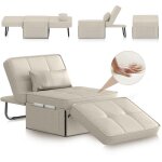 Janzdiys - canape - lit 4 en 1 convertible 1 place - 180x80x38 cm, fauteuil - lit reglable avec coussin ...