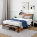 Janzdiys - lit 120x200 cm avec sommier en mtal, lit coffre avec tte de lit de rangement, lit adulte ...