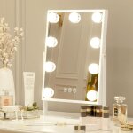 Miroir de maquillage led hollywood 80x60 cm avec 18 ampoules, clairage dimmable, contrle tactile, 3 ...