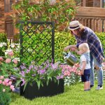 Jardin sur�lev� avec treillis bac � plantes en m�tal de 112cm l�gumes vignes fleurs r�cipient de plantation ...