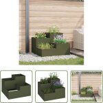 Jardinier en acier - cache - pot de jardin vert olive 80 x 80 x 60 cm acier