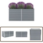 Vidaxl - jardinire 160 x 80 x 77 cm gris acier galvanis - jardinier rectangular - jardinire extrieure ...