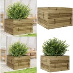 Jardinière 70x70x45, 5 cm bois de pin imprégné - jardinier - pot de fleurs - bac À fleurs - extérieur ... Jardinière 70x70x45, 5 cm bois de pin imprégné - jardinier - pot de fleurs - bac À fleurs - extérieur ...