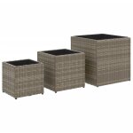 Jardini�re bac lit sur�lev� plantes fleurs jardin terrasses d'ext�rieur 3 pcs r�sine tress�e gris