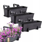 Jardini�re de balcon pot de fleurs pot de fleur 60cm anthracite supports support 3pcs - kadax